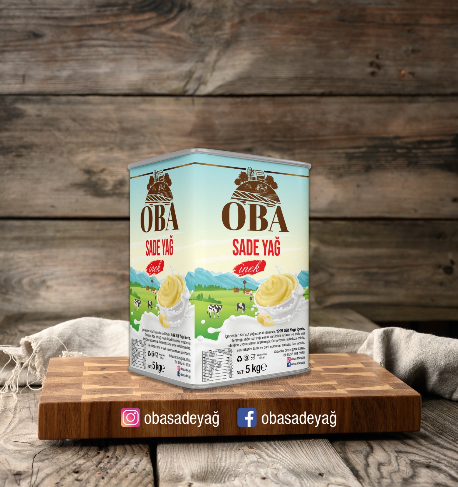 Obaköy İnek sade Yağı 5 kg e